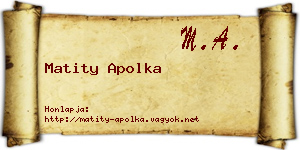 Matity Apolka névjegykártya